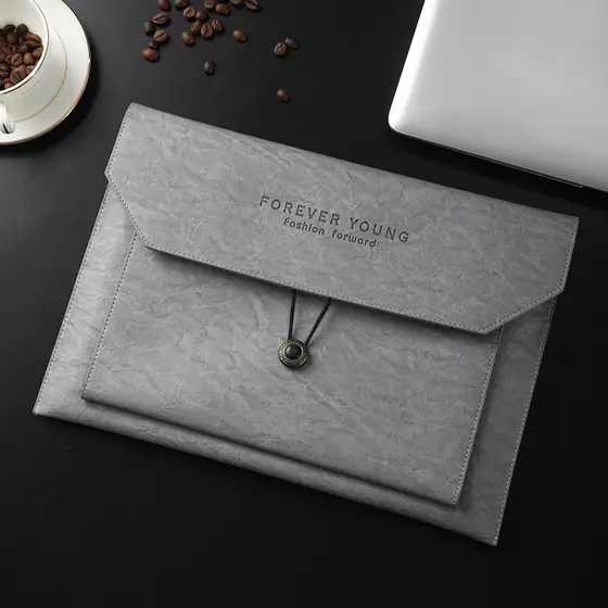 Bolsa de arquivo de couro Bolsa de arquivo A4 Bolsa de arquivo Pasta de informações à prova d'água Bolsa de armazenament