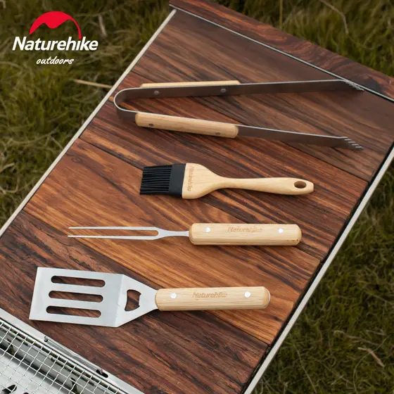 Naturehike acessórios de churrasco norueguês acampamento ao ar livre piquenique churrasco pinças de carvão escova de óle