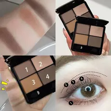 Influenciador genuíno Super Hot Full Matte Paleta de sombras de quatro cores Cor da terra Nicho perolado Produtos domést