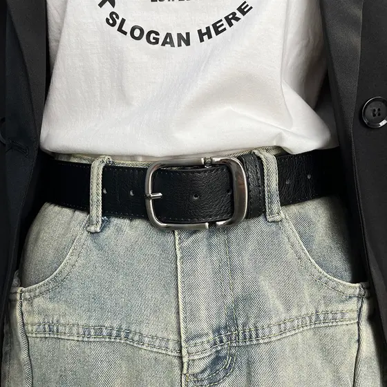 2025 novo estilo pino fivela Casual masculino feminino cinto largo All-Match preto decorativo combinando Jeans cinto na