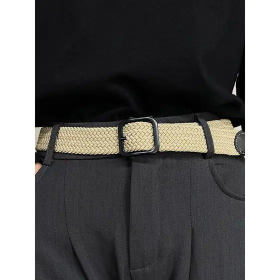 2026 novo estilo masculino feminino sem perfuração estiramento elástico trançado cinto não-perfurado combinando Jeans ci