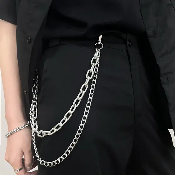 2025 novo estilo masculino Metal Hip-Hop na moda calças corrente feminina cinto decorativo pendurado acessórios de corre