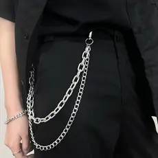 2025 novo estilo masculino Metal Hip-Hop na moda calças corrente feminina cinto decorativo pendurado acessórios de corre