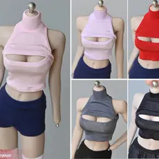 1/6 feminino soldado corte ombro aberto peito apertado camiseta acessórios 40cm figura de ação tbl feminino corpo emborr