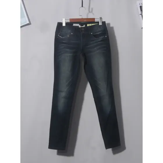 Cintura baixa elástica fina azul preta linha superior calça Jeans Skinny