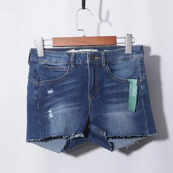 Y85-3 47423 Shorts Desfiados Azul Escuro Jeans Stretch