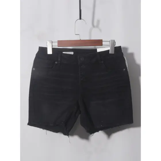 Preto Breasted desgastado shorts Denim shorts coreano perna larga solta calças quentes na moda estilo fino L105-3 50252