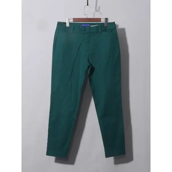 S68-3 48396 Calça Skinny Casual Verde Escuro Cintura Alta