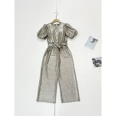 D6 roupas para meninas ~ ordem estrangeira francesa 26 verão novo estilo feminino manga bufante calças largas Metal luz 