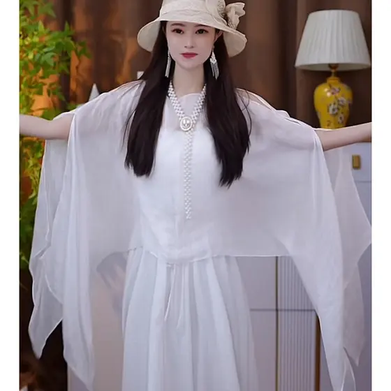 Temperamento de verão All-Match moda ar condicionado protetor solar decoração lenço de seda xale influenciador feminino