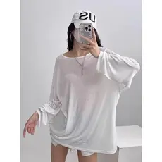 Manga longa protetor solar grande camiseta blusa 2026 verão mais magro olhar novo estilo Halter solto ar condicionado De