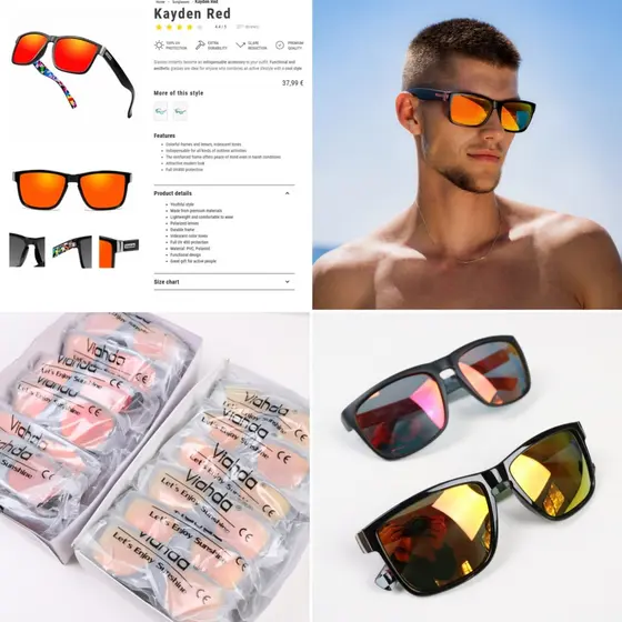 A189VIAHDA Original masculino ao ar livre praia esportes protetor solar ciclismo corrida óculos polarizados óculos de so