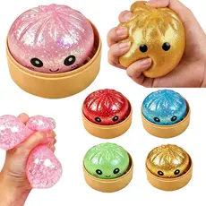 Bola Colorida Fofa De Aperto De Pão Dourado De 5.5 Cm , Brinquedo Mole Para Alívio Do Estresse Crianças E Adultos