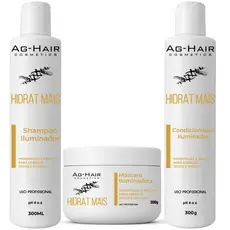 ✨ Kit Shampoo + Condicionador + Máscara Iluminadora Restaura fios danificados por progressiva, coloração ou descoloração