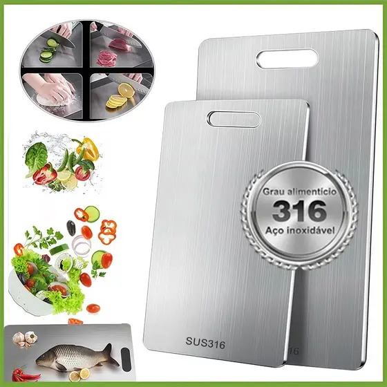 Tábua De Corte 316 Aço Inoxidável Antibacteriana À Prova De Mofo Tábua De Cozinha para Cozinha Cortar Carnes e Churrasco