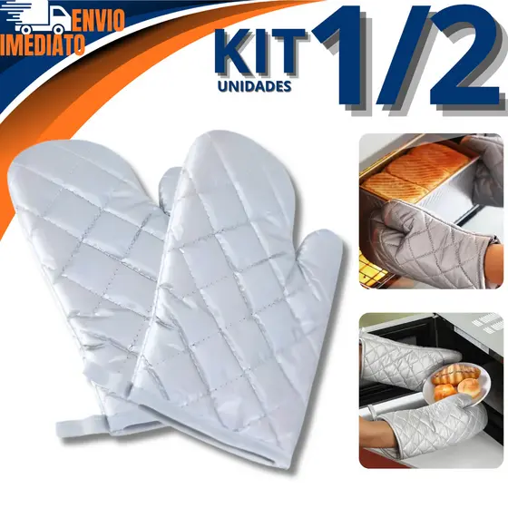 Luva Térmica 1 Ou 2 Confortável Para Forno Resistente Calor Fogão Quente Multiuso Cinza