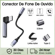 Adaptador De Entrada De Áudio Para Fones De Ouvido 3,5 mm Tipo C 24bit/96kHz DAC HiFi Cabos AUX