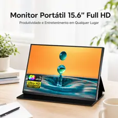 Monitor Portátil 15,6 Polegadas FHD IPS 1920x1080 Tela Extra para Notebook PC Celular PS5 Xbox