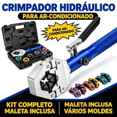 Kit Prensa Hidráulica para Mangueira de Ar Condicionado Automotivo 7 Matrizes Intercambiáveis Maleta de Transporte