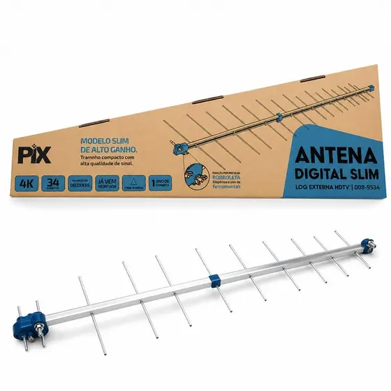 Antena Tv Digital 4K Externa UHF Digital Log 16 - 34 Elementos Residencial Televisão Conversor Sinal
