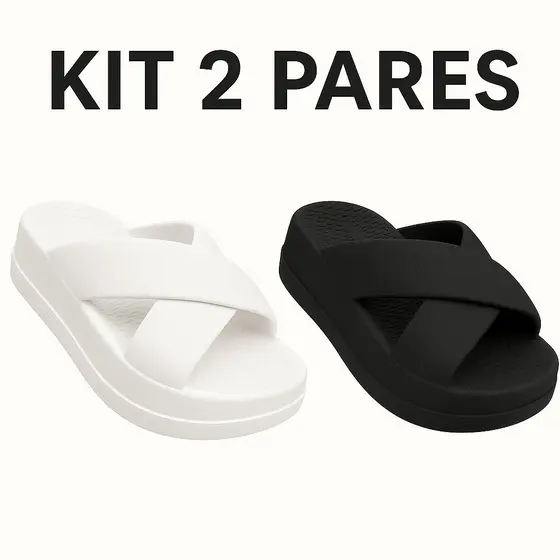 Kit Pares Chinelo Plataforma Puff Feminino Estilo Fashion Confortável