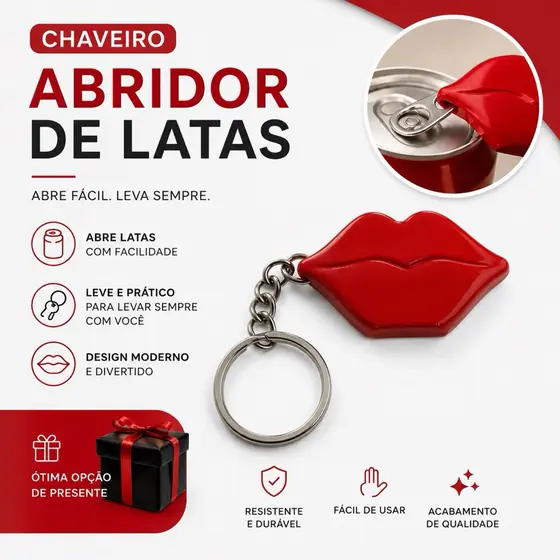 Chaveiro Boca Beijo Abridor de Latas Portátil Divertido Resistente Presente Criativo