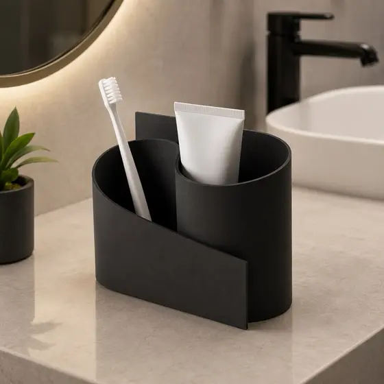 Porta-Escovas Texturizado Moderno Organizador De Banheiro Multiuso 10cm