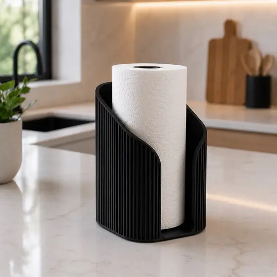 Porta Papel Toalhas Japandi Canelado Moderno Organizador de Cozinha 18cm