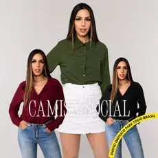 Camisa Social Feminina Manga Longa com Modelagem Elegante