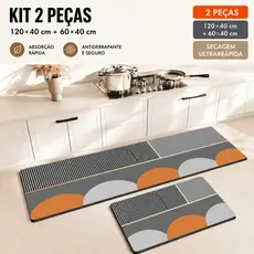 2 PCS Tapete de Cozinha de Borracha - Resistente, Antiderrapante e Fácil de Lavar, 120x40cm e 60x40cm