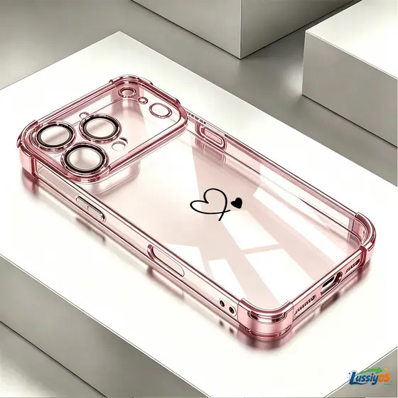 Capinha Anti-Queda Galvanizado Pára-Choques Para iPhone 17 Pro Max 16 15 13 12 14 Plus Ar Simples Duplo Coração