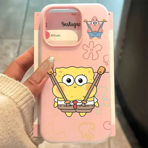 Capa 2 Em 1 Candy Jelly Capinha Bob Esponja Calça Quadrada Para IPhone 13 11 12 14 15 16 1716eNormal Pro Max Air Plus Ca