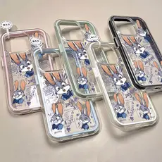 Desenho Animado Capa Capinha Para iPhone 16 15 14 Plus 13 12 11 17 Air Pro Max Acrílico Transparente 3 Em 1 Não Amarela