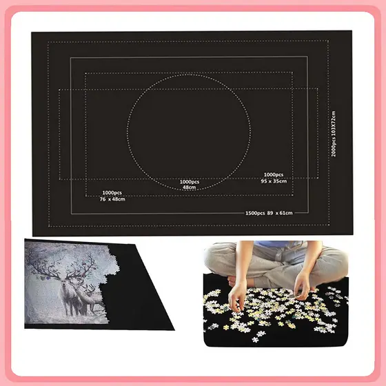 Tapete de armazenamento de quebra-cabeça de feltro preto 120 x 80 x 0.15 cm pode conter quebra-cabeças 2.000 peças duráv
