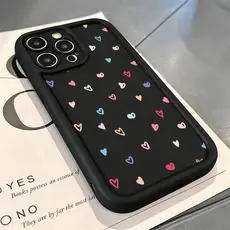 Capa Fofa Corações Pastel Capinha Para iPhone 17 Air 14 15 16 Plus XR 11 12 13 Pro Max Resistente a Arranhões Silicone