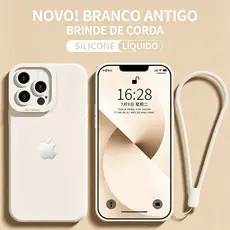 Toque Macio Confortável Capa Capinha Para iPhone 16 15 14 Plus 13 12 11 17 Pro XS Max XR 7 8 Plus SE Alça Grátis