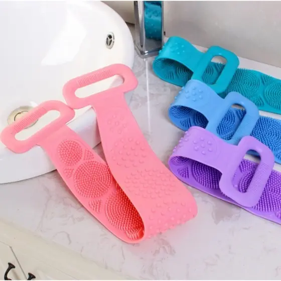 Kit  Esponja Silicone Massageadora Escova Banho Lava Corpo Todo Bucha Esfoliação