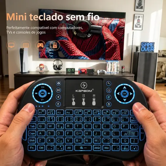 Mini Teclado Controle Usb Touchpad Smart Tv Pc Ps3- Iluminado para Xbox360 / PS3 / Pcs / Notebooks