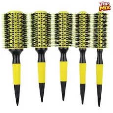 Kit 5 pc Escova De Cabelo Térmica Cerdas De Javali Mista Madeira