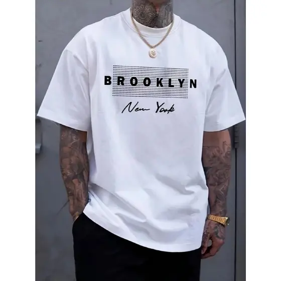 Camiseta Masculina  Camiseta Brooklyn Camisa Masculina Casual Premium Alta Qualidade Manga Curta