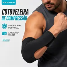 Cotoveleira de Compressão Ajustável com Velcro para Treino Academia e Esportes BW4511 BRASWEI