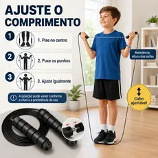 Corda de Pular 3 m com Cabo de Aço Ajustável e Rolamento 360° para Treino Funcional