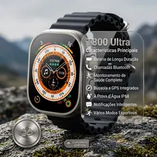 Relógio Inteligente Smartwatch T800 Ultra Bluetooth Chamada Tela 1.99 Carregamento Sem Fio Esportivo Masculino Feminino