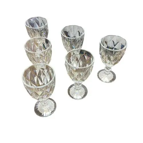 Conjunto Taças Vidro Platinado 6 Unidades 330ml Design Sofisticado Ocasiões