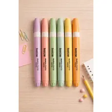 Marca Texto Pastel Bazze – Marcador de Texto Cores Suaves para Estudo Kit com 6 cores