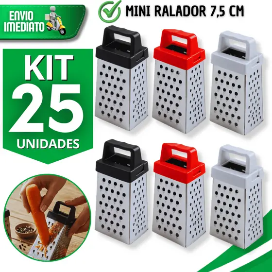 Kit Mini Ralador 4 Faces Aço Inox 7,5 Cm Rala Queijo Alho Nós Moscada Chá de Cozinha Utensílios