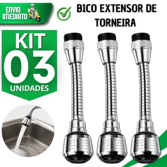 Torneira Bico Extensor Adaptador flexível De Pia Articulável gira 360 Grau Chuveirinho