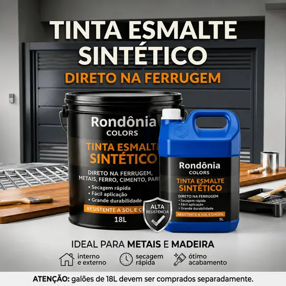 Tinta Esmalte Sintético 18L  5L Direto Ferrugem Grade Janelas Portas Madeira Portão Áreas Externas