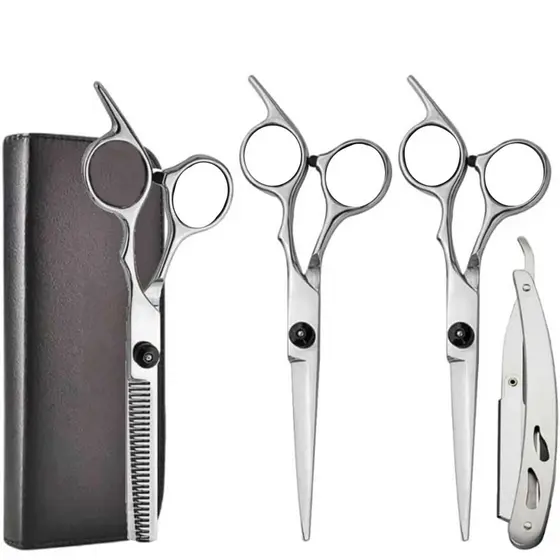 Kit 5 Tesouras Desfiadeiras Profissional Laser Para Cabelo Barba Salão