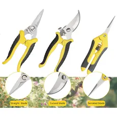Kit 3 Tesouras de Poda para Jardim - Ideal para Galhos, Folhas e Plantas